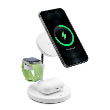Puro Mag Station 3 in 1 Inductive Charger with Stand - White Puro Mag Station 3 in 1 Inductive Charger with Stand - White