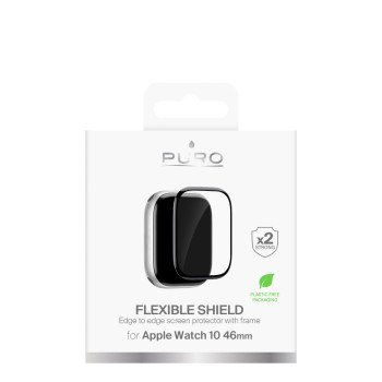 Puro Flexible Shield Protective Film with Applicator for Apple Watch 10/11 46mm - Black