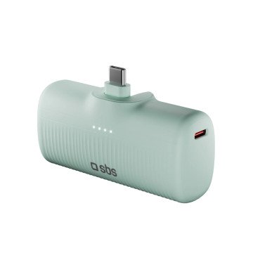SBS EcoPower 5000 mAh 10W Powerbank with Built-in USB-C Port - Green