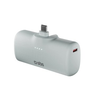 SBS EcoPower 5000 mAh 10W Powerbank with Built-in USB-C Port - Gray