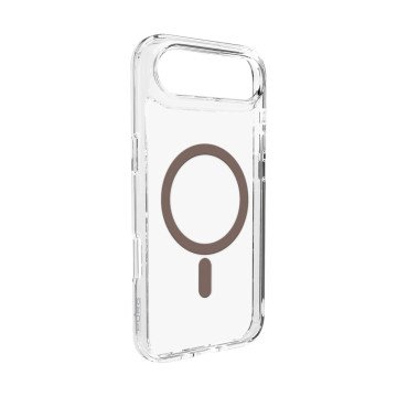 Puro Lite Mag TPU+PC Case Compatible with MagSafe for iPhone Air - Transparent with Brown Ring