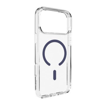 Puro Lite Mag TPU+PC Case Compatible with MagSafe for iPhone 17 Pro - Transparent with Blue Ring