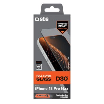 SBS D3O Full Cover Glass for iPhone 18 Pro Max with Applicator