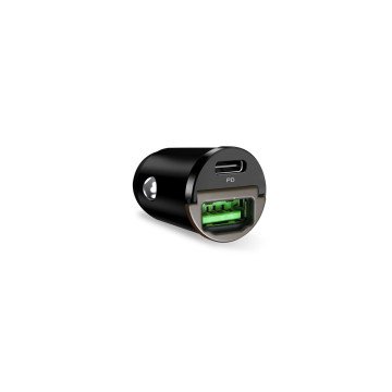 Puro Mini 30W Power Delivery USB-C USB-A Car Charger - Black Puro Mini 30W Power Delivery USB-C USB-A Car Charger - Black