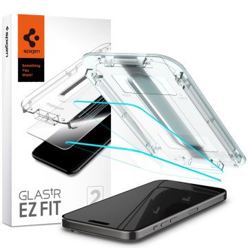 Spigen Glas.tR EZ Fit tempered glass for iPhone 15 Pro - 2 pcs. Spigen Glas.tR EZ Fit tempered glass for iPhone 15 Pro - 2 pcs.