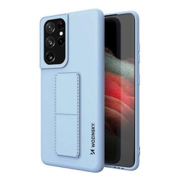 Wozinsky Kickstand Case Silicone Case with Stand for Samsung Galaxy S21 Ultra 5G Light Blue