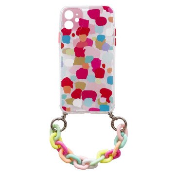 Color Chain Case gel flexible elastic case cover with a chain pendant for iPhone XS / iPhone X multicolour