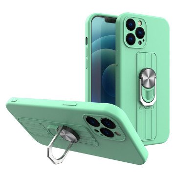 Ring Case silicone case with finger ring and stand for Samsung Galaxy S21+ 5G (S21 Plus 5G) mint