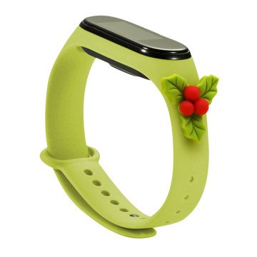 Strap Xmas for Xiaomi Mi Band 5 / 6 Christmas Silicone Strap Bracelet with Mistletoe - Green