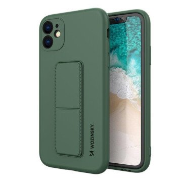 Wozinsky Kickstand Case silicone case with stand Samsung Galaxy A22 4G dark green