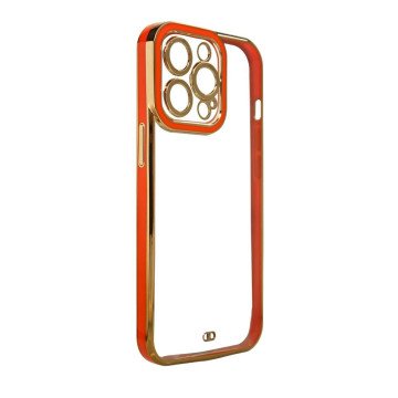 Fashion Case for iPhone 12 Pro Max Gold Frame Gel Cover Red
