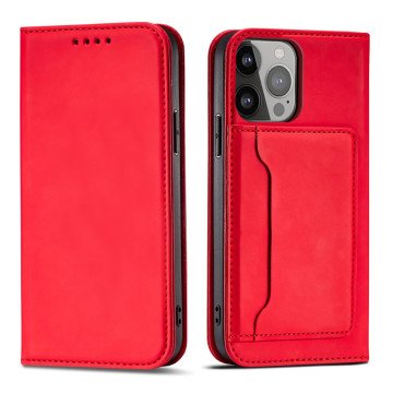 Magnet Card Case case for iPhone 14 Plus flip cover wallet stand red