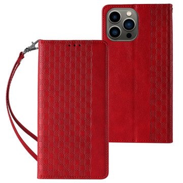 Magnet Strap Case iPhone 14 Plus Case with Flip Wallet Mini Lanyard Stand Red Magnet Strap Case iPhone 14 Plus Case with Flip Wallet Mini Lanyard Stand Red