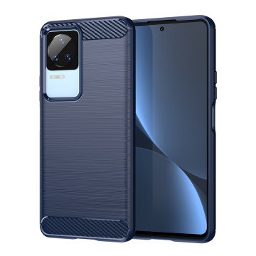 Carbon Case for Xiaomi Poco F4 5G flexible silicone carbon cover blue Carbon Case for Xiaomi Poco F4 5G flexible silicone carbon cover blue