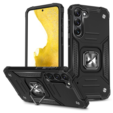 Wozinsky Ring Armor case for Samsung Galaxy S23+ armored cover magnetic holder ring black